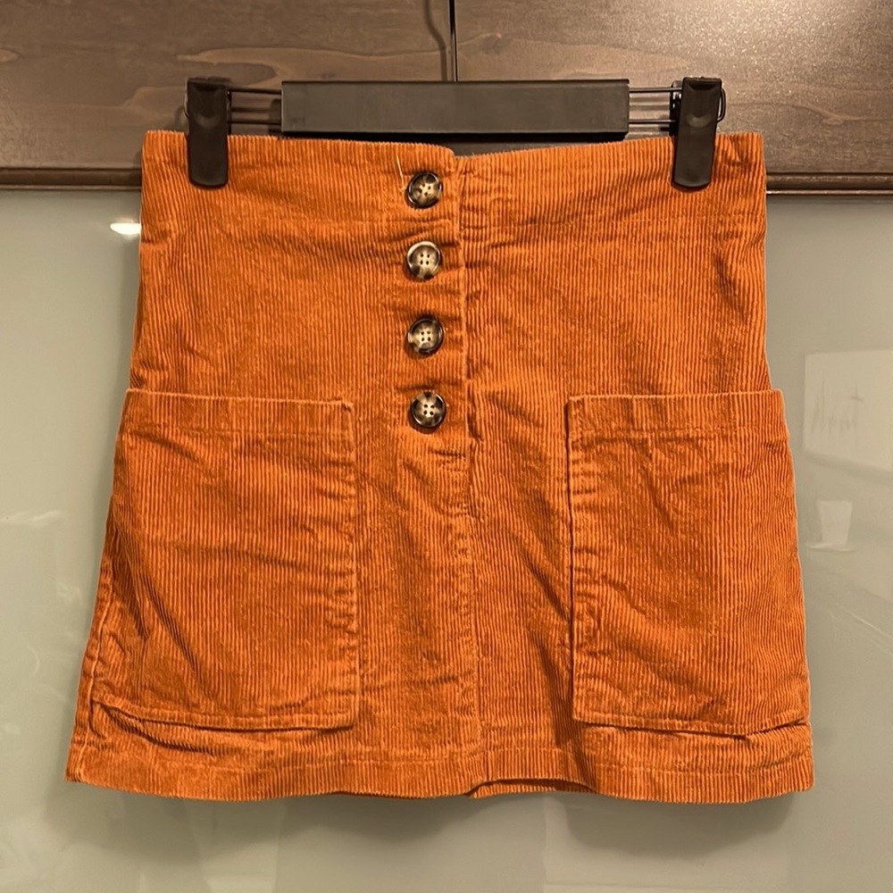 Rust colored corduroy skirt
